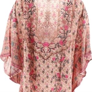 New with Tags Tolani Boho / Kimono Style peach Pick Floral Top Size XS